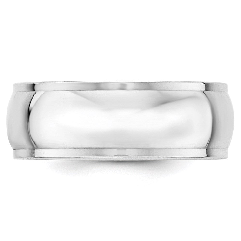 14k White Gold 8mm Half Round with Edge Wedding Band Size 13.5