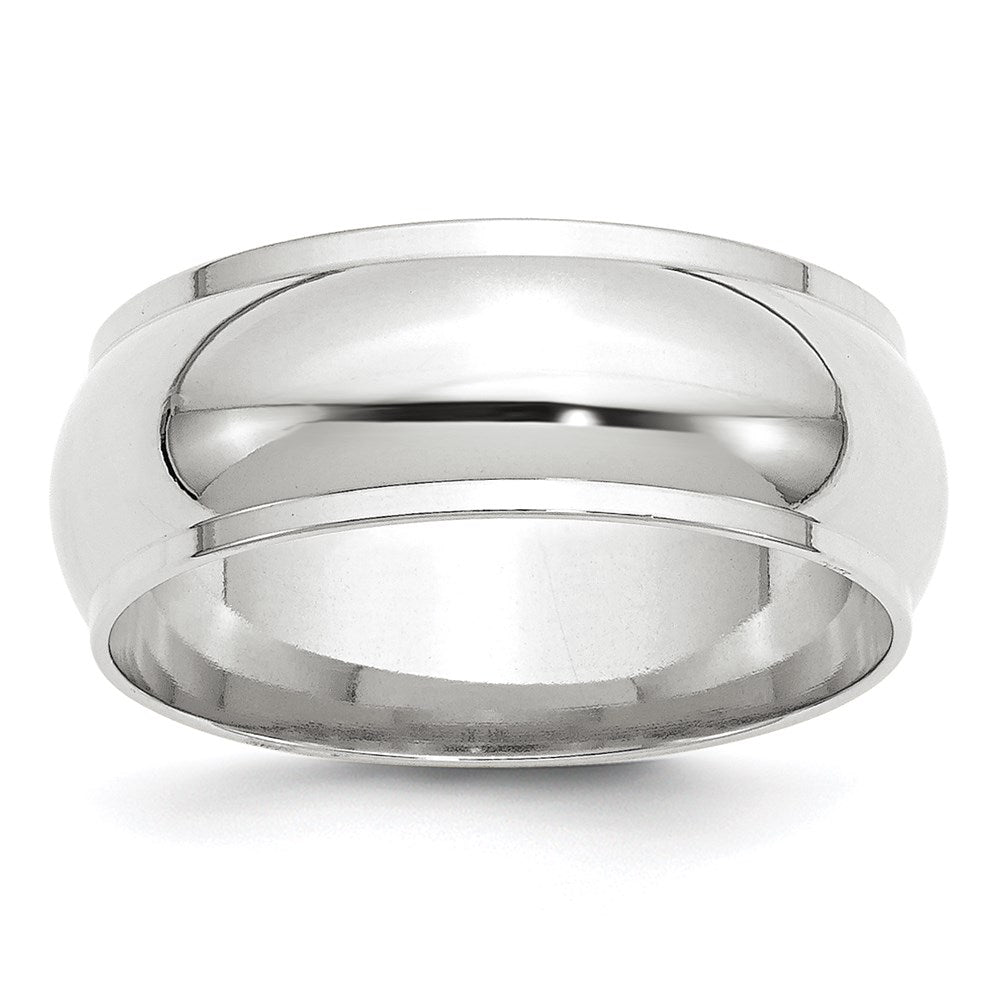 14k White Gold 8mm Half Round with Edge Wedding Band Size 7