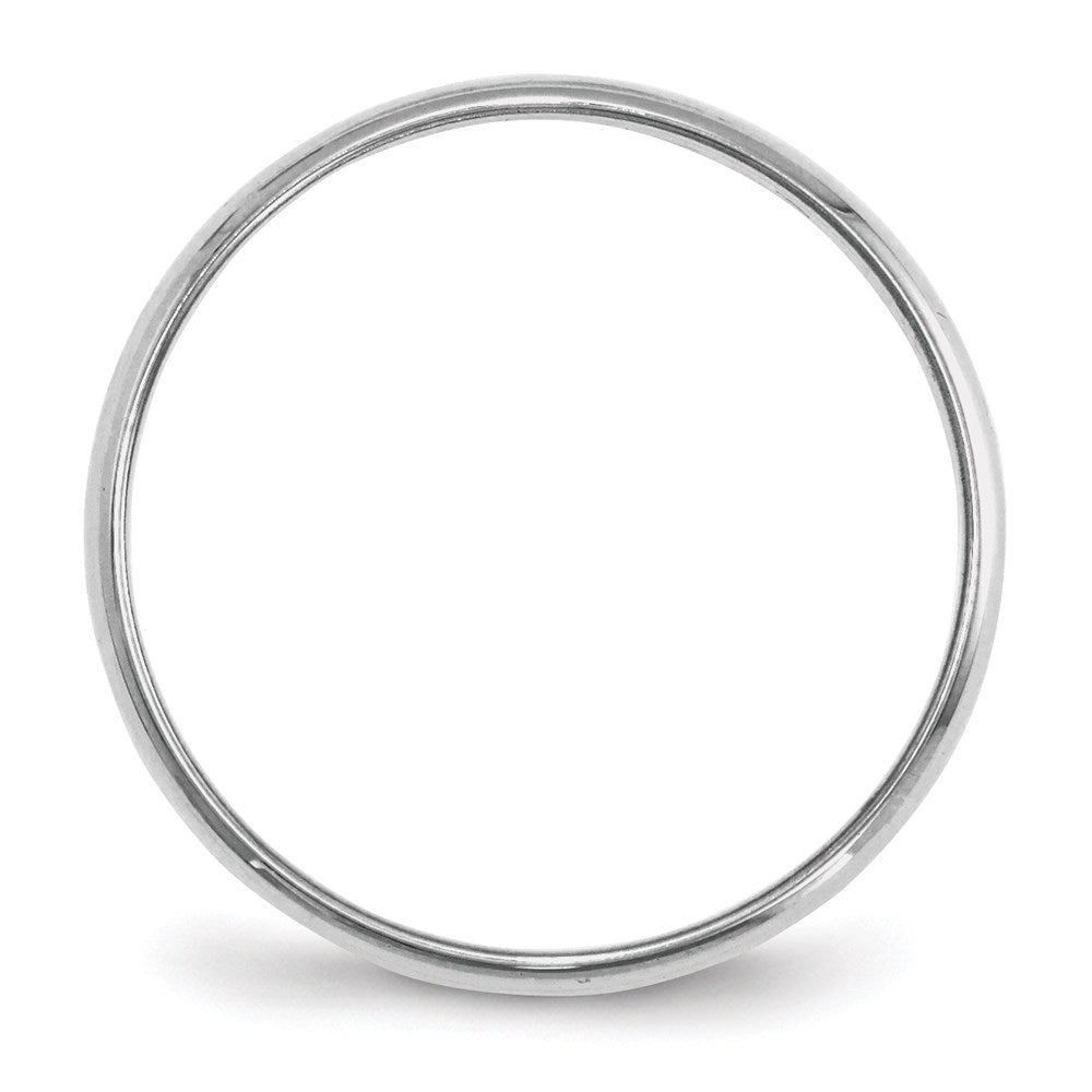 14k White Gold 2mm Lightweight Half Round Wedding Band Size 6