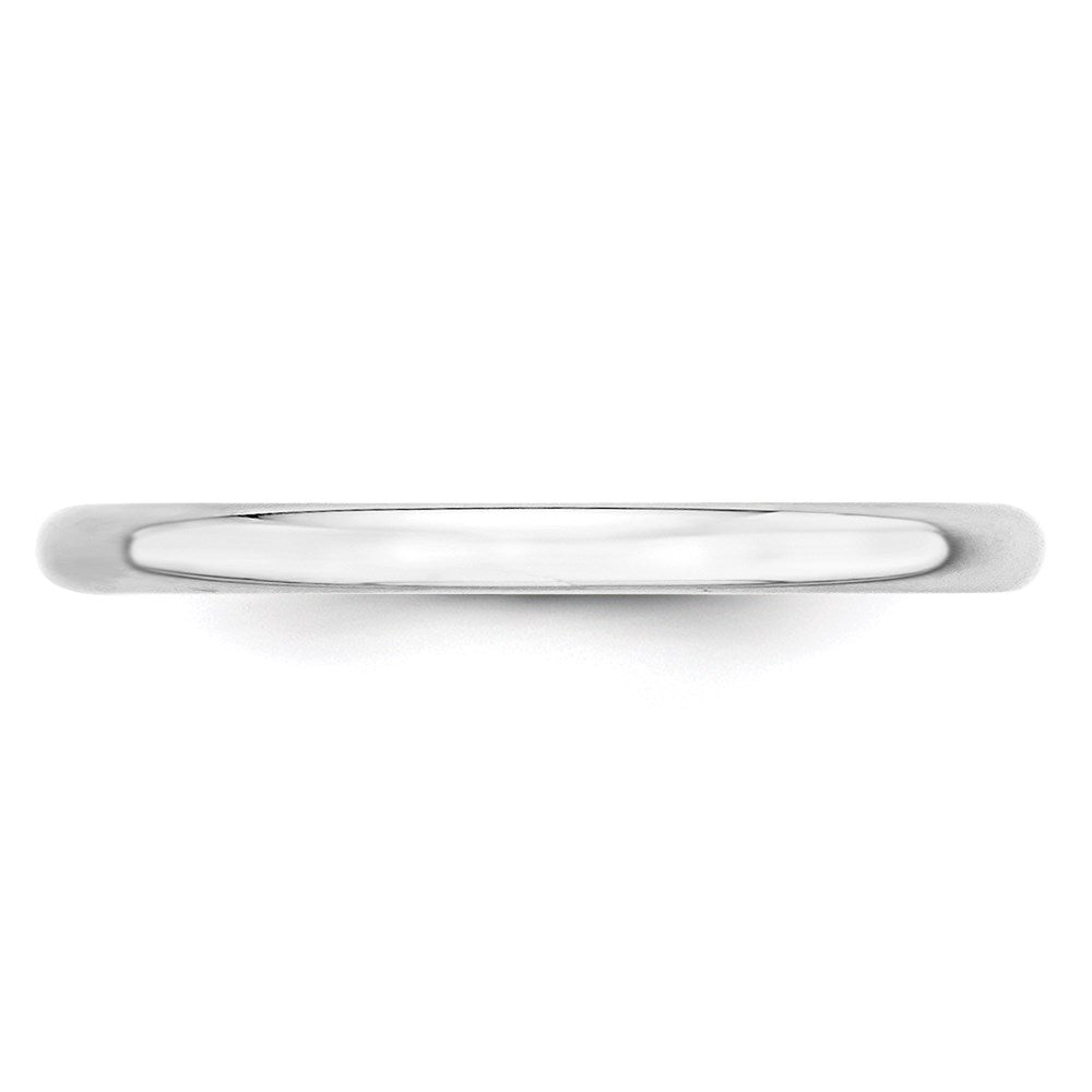 14k White Gold 2mm Lightweight Half Round Wedding Band Size 12