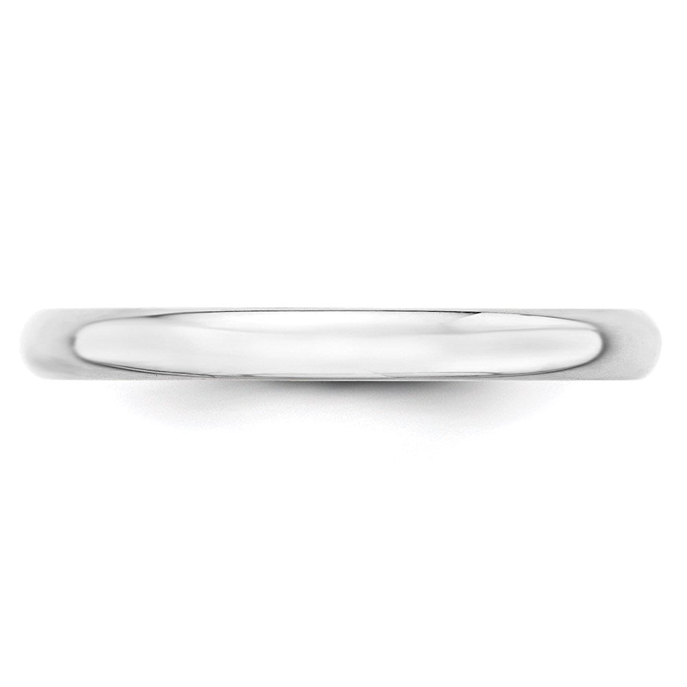 14k White Gold 2.5mm Lightweight Half Round Wedding Band Size 11