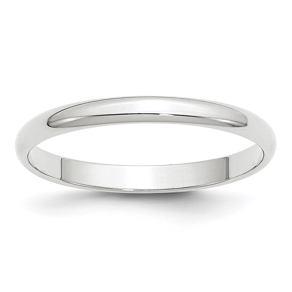14k White Gold 2.5mm Lightweight Half Round Wedding Band Size 8