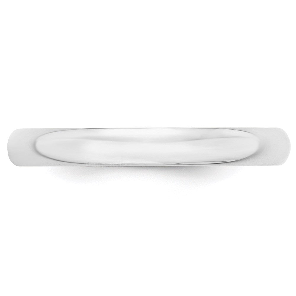 14k White Gold 3mm Lightweight Half Round Wedding Band Size 8.5