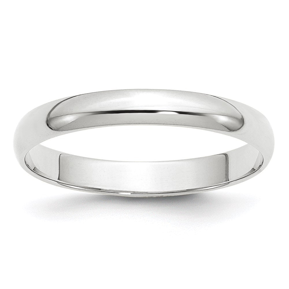 14k White Gold 3mm Lightweight Half Round Wedding Band Size 13.5