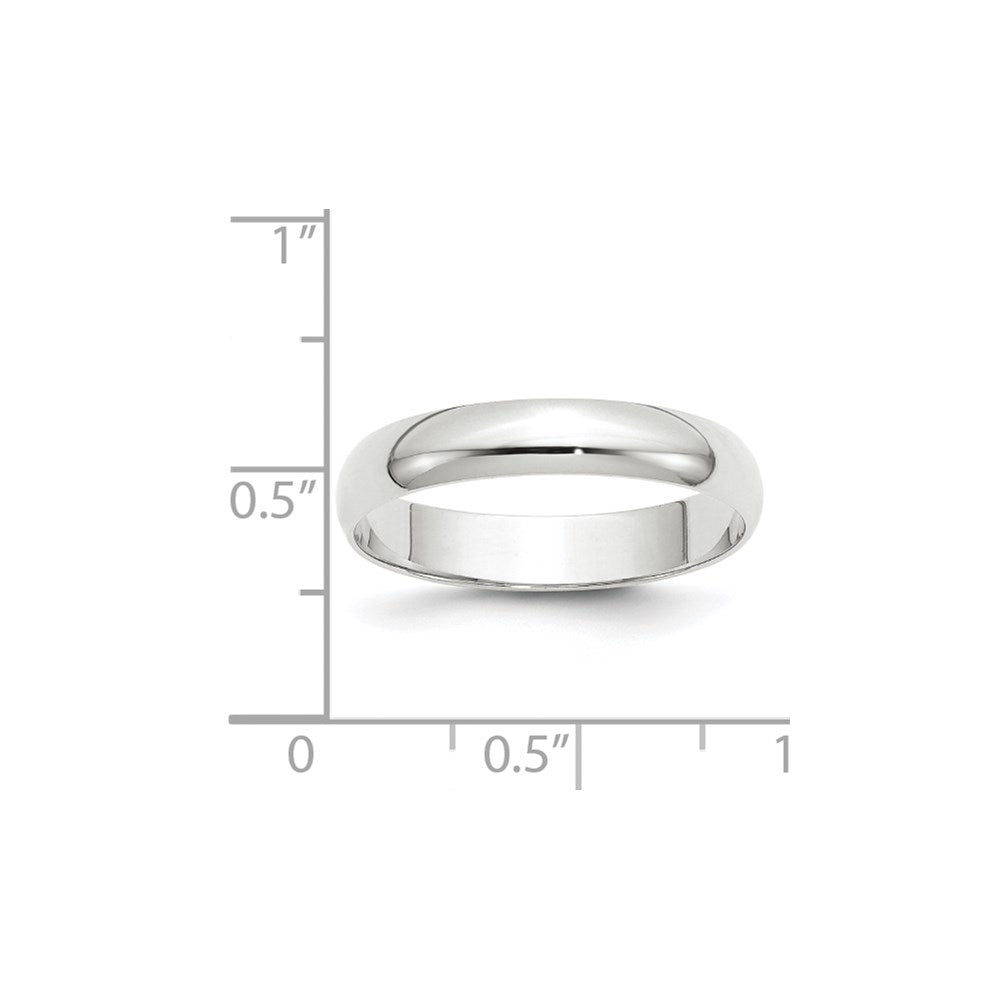 14k White Gold 4mm Lightweight Half Round Wedding Band Size 11.5