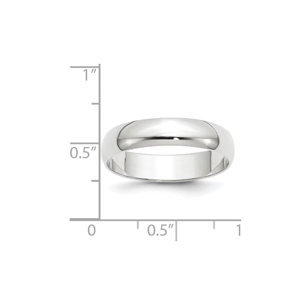14k White Gold 5mm Lightweight Half Round Wedding Band Size 4