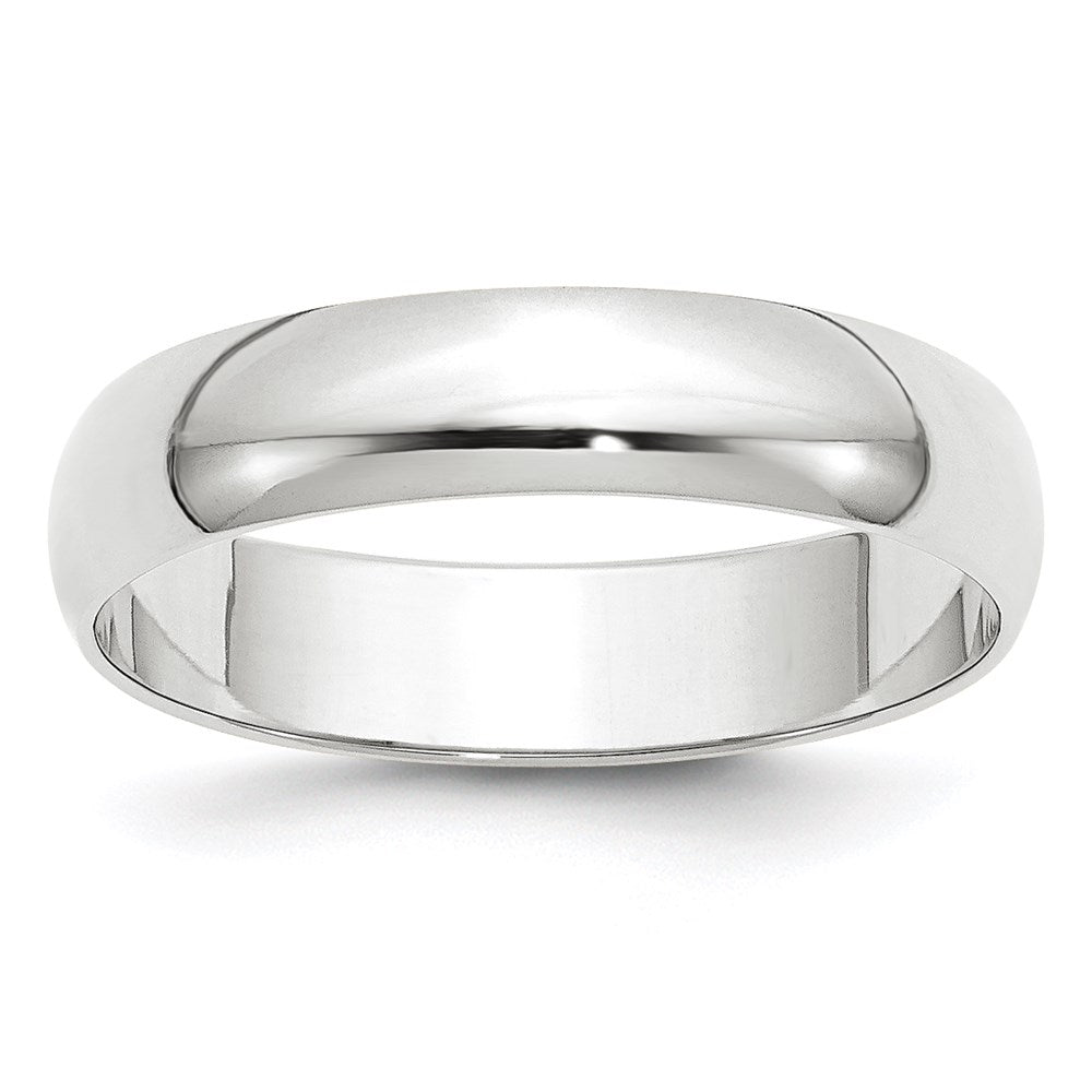 14k White Gold 5mm Lightweight Half Round Wedding Band Size 9.5
