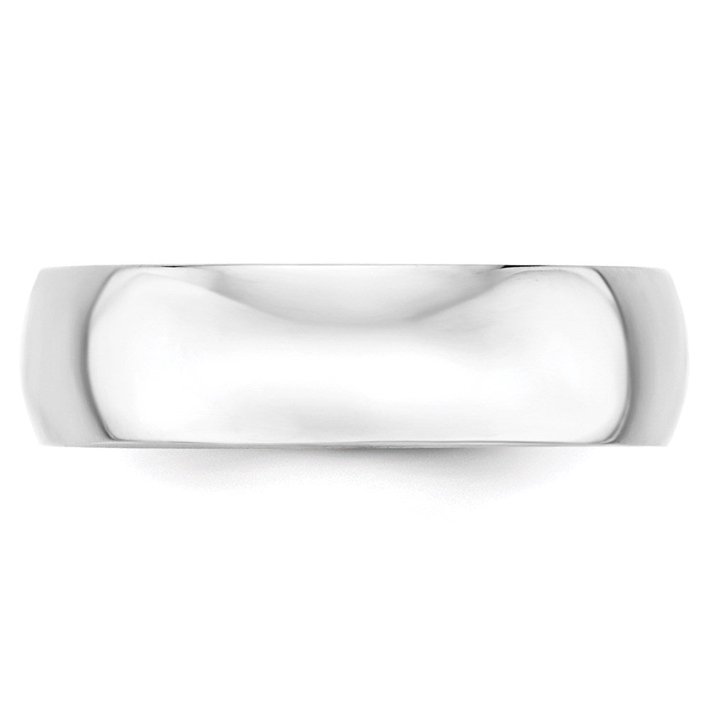 14k White Gold 6mm Lightweight Half Round Wedding Band Size 4.5