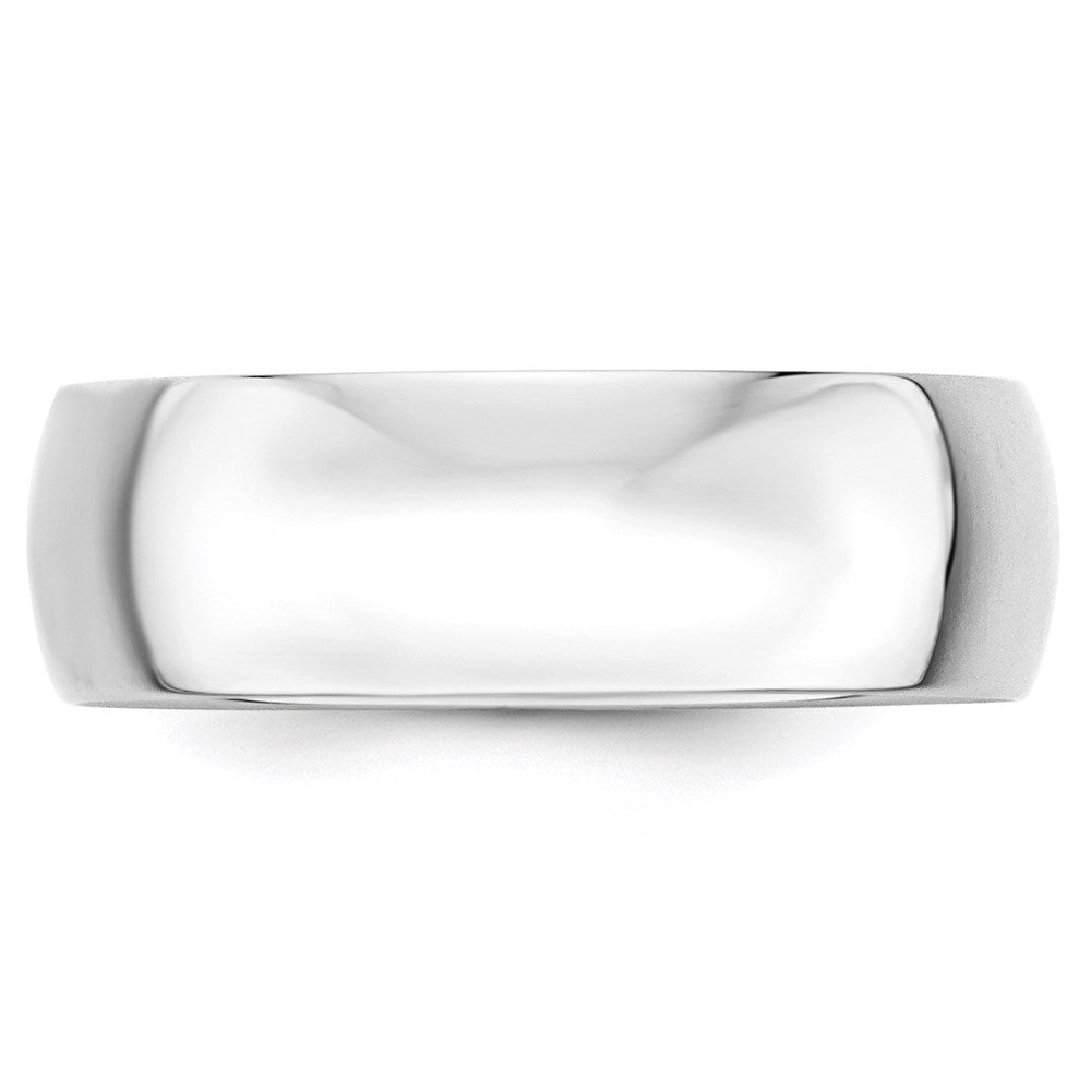14k White Gold 7mm Lightweight Half Round Wedding Band Size 9.5