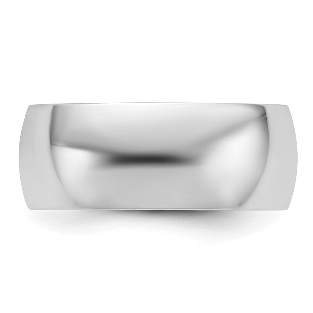 14k White Gold 8mm Lightweight Half Round Wedding Band Size 6.5