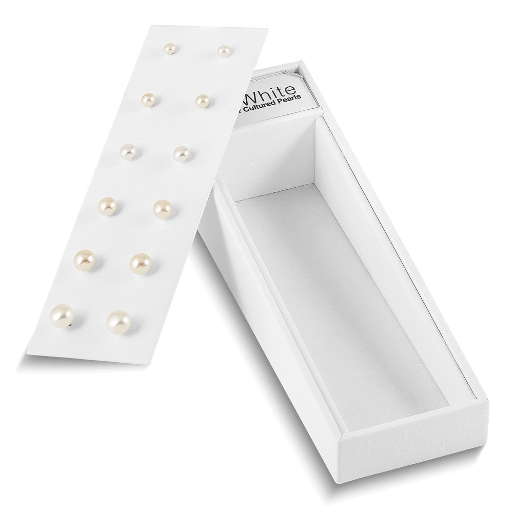 14K White Freshwater Cultured Button Pearl Stud Posts Plus Display Kit