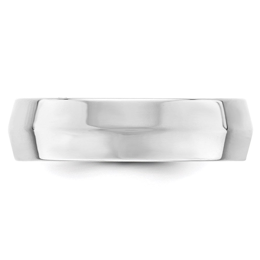 14k White Gold 6mm Knife Edge Comfort Fit Wedding Band Size 5