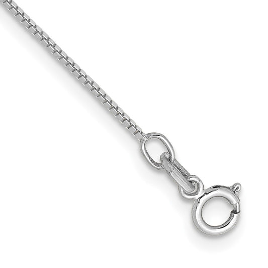 14K White Gold 10 inch .7mm Box with Spring Ring Clasp Anklet
