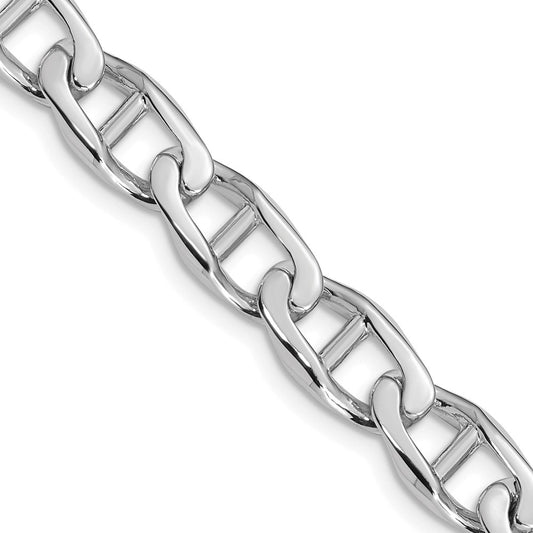 14K White Gold 20 inch 9mm Hand Polished Fancy Anchor Link with Fancy Lobster Clasp Chain
