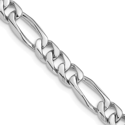 14K White Gold 20 inch 7mm Hand Polished Figaro Link with Fancy Lobster Clasp Chain