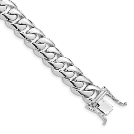 14k White Gold 24 inch 10.8mm Hand Polished Rounded Curb Link with Box Catch Clasp Chain