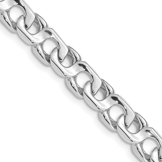 14K White Gold  24 inch 7.4mm Hand Polished Fancy Link with Fancy Lobster Clasp Chain