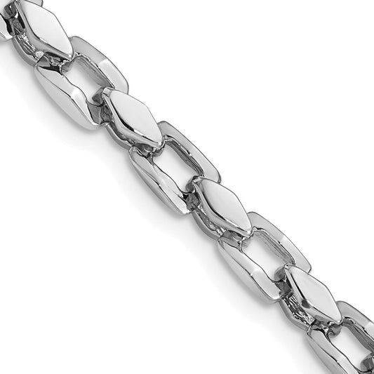 14K White Gold 18 inch 4.5mm Hand Polished Fancy Link with Fancy Lobster Clasp Chain