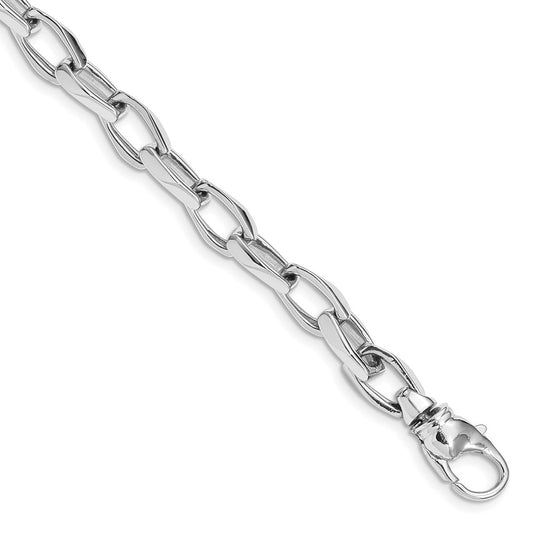 14K White Gold 20 inch 6.8mm Hand Polished Open Link with Fancy Lobster Clasp Chain