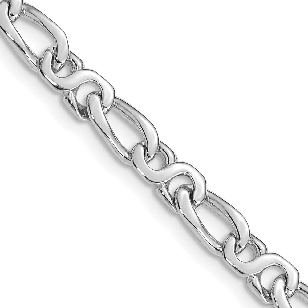 14K White Gold 24 inch 4.8mm Hand Polished Fancy Link with Fancy Lobster Clasp Chain