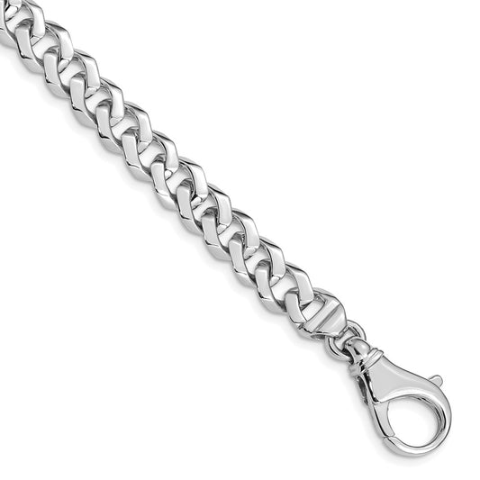 14K White Gold 9 inch 8mm Hand Polished Fancy Link with Fancy Lobster Clasp Bracelet