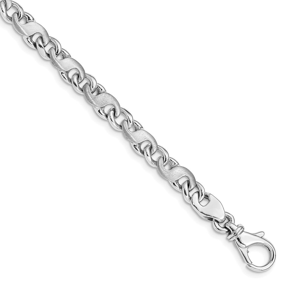 14k White Gold 9 inch 5.4mm Hand Polished and Satin Fancy S-Link with Fancy Lobster Clasp Bracelet