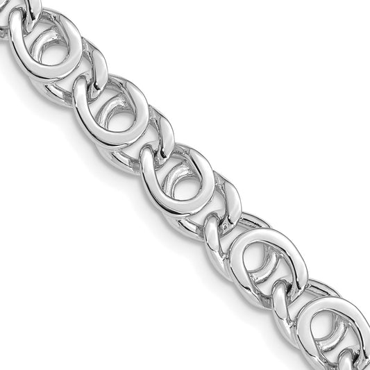 14K White Gold 18 inch 7mm Hand Polished Fancy Link with Fancy Lobster Clasp Chain