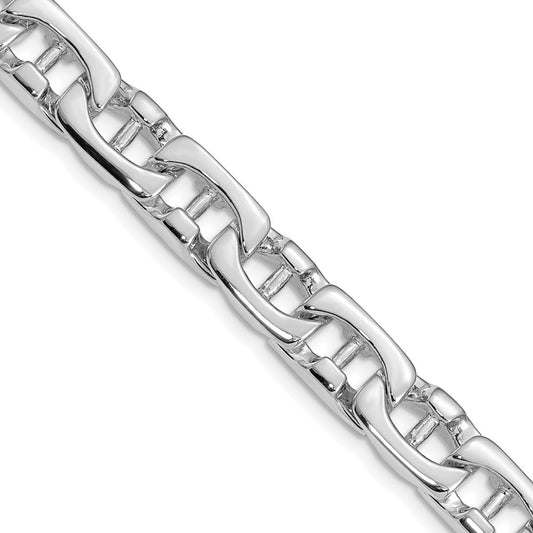 14K White Gold 24 inch 8.5mm Hand Polished Fancy Link with Fancy Lobster Clasp Chain
