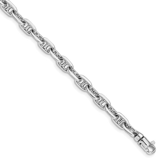 14K White Gold 8.5 inch 5.1mm Hand Polished Fancy Link with Lobster Clasp Bracelet