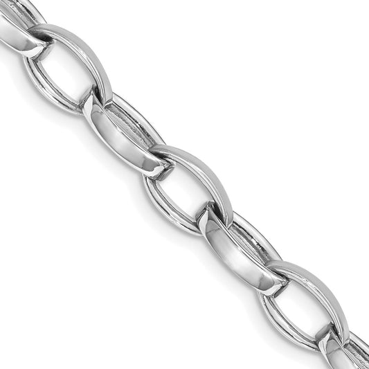 14K White Gold 18 inch 6.6mm Hand Polished and Satin Fancy Link with Fancy Lobster Clasp Chain