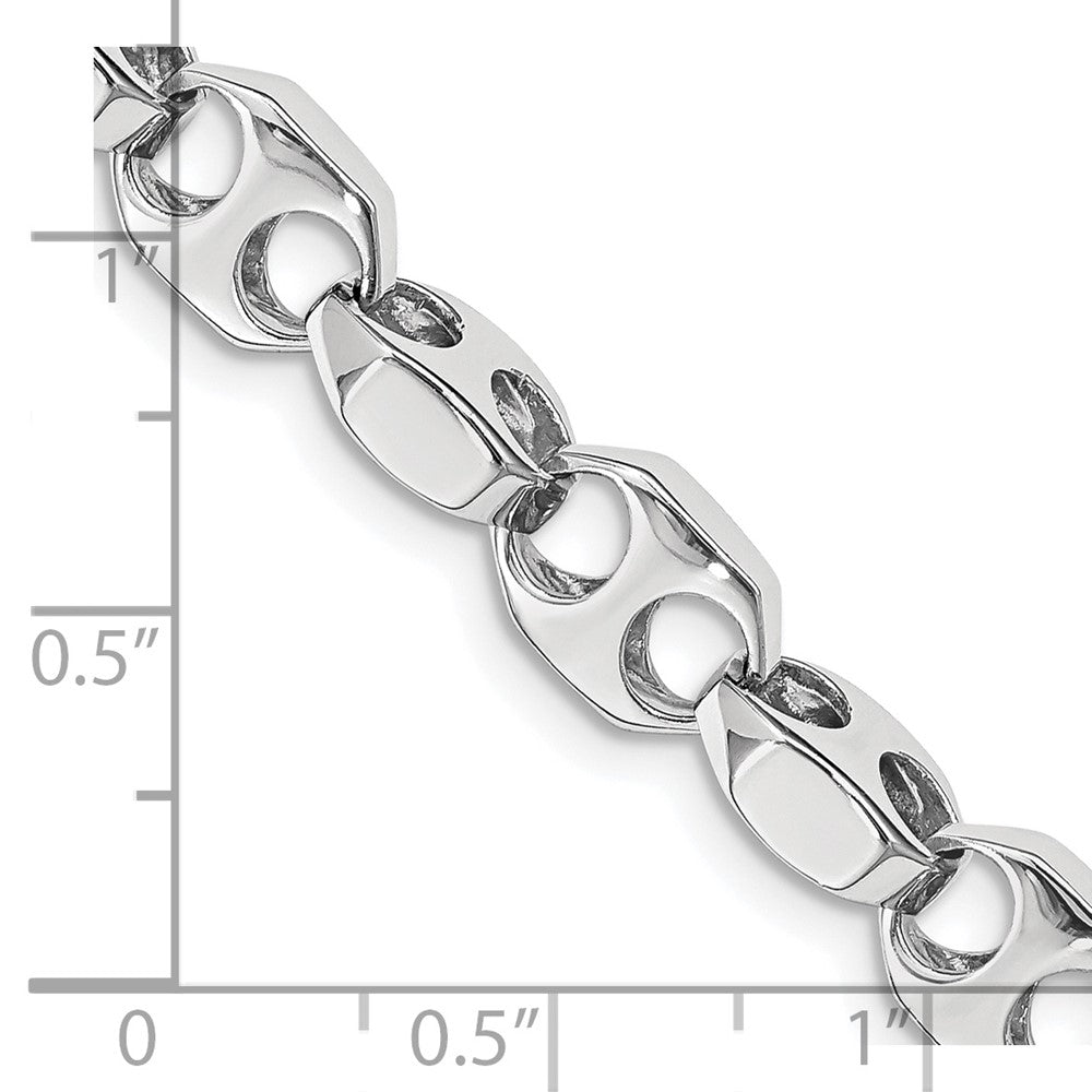 14K White Gold 24 inch 7.2mm Hand Polished Fancy Link with Fancy Lobster Clasp Chain