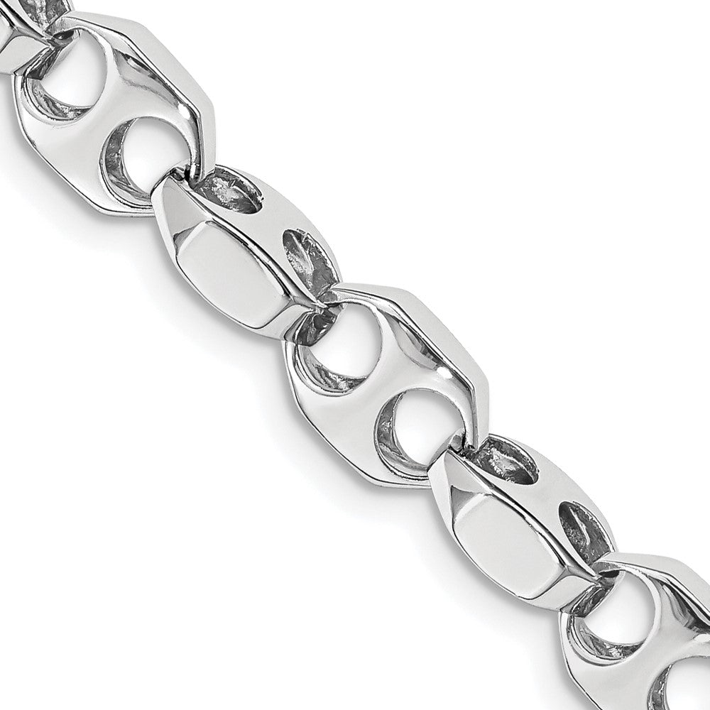 14K White Gold 22 inch 7.2mm Hand Polished Fancy Link with Fancy Lobster Clasp Chain