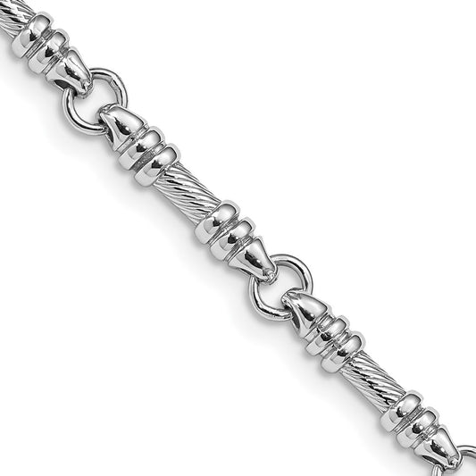 14K White Gold 20 inch 3.5mm Hand Polished and Textured Fancy Link with Fancy Lobster Clasp Chain