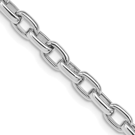14K White Gold 24 inch 5mm Hand Polished Fancy Link with Lobster Clasp Chain