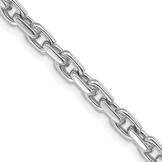 14K White Gold 18 inch 4.2mm Hand Polished Fancy Link with Lobster Clasp Chain