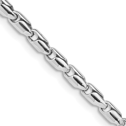 14K White Gold 24 inch 3mm Hand Polished Fancy Link with Lobster Clasp Chain