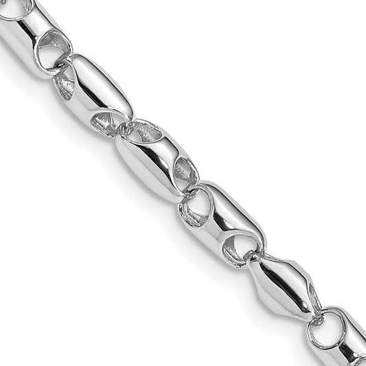 14K White Gold 20 inch 4.1mm Polished Fancy Barrel Link with Fancy Lobster Clasp Chain