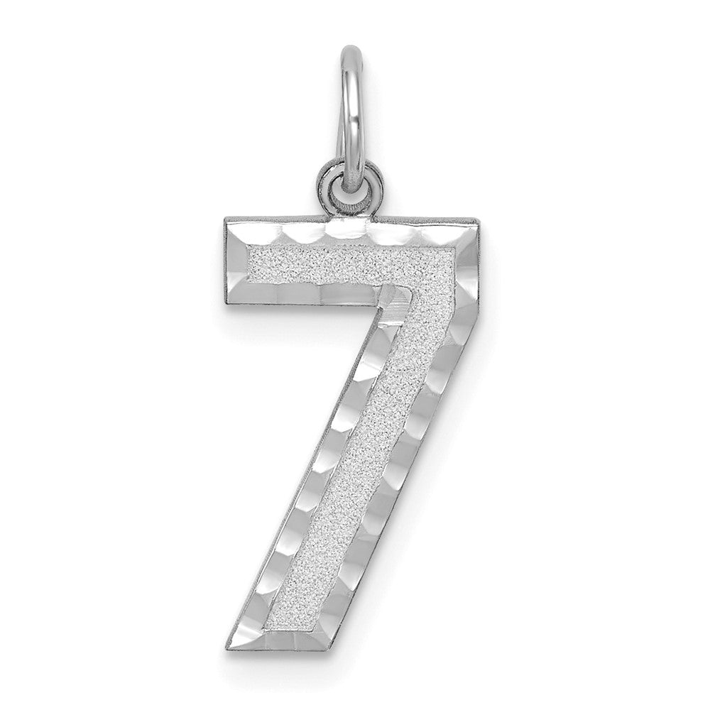 14kw Large Brushed Diamond-cut  Number 7 Charm