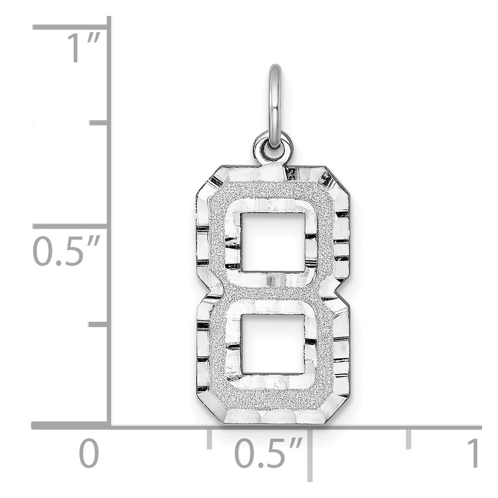 14kw Large Brushed Diamond-cut  Number 8 Charm