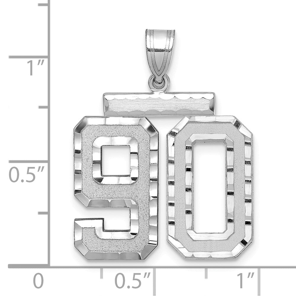 14kw Large Brushed Diamond-cut Number 90 Charm