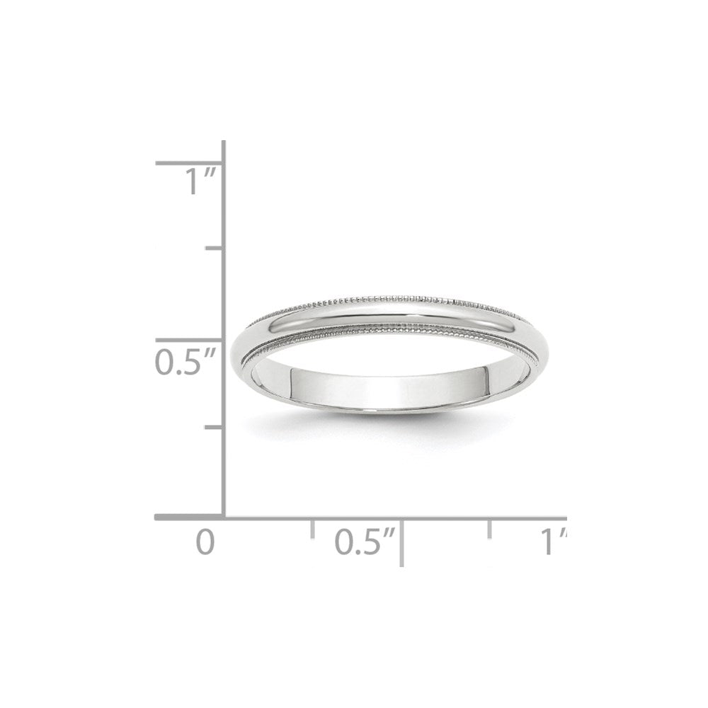 14k White Gold 3mm Milgrain Half Round Wedding Band Size 5.5