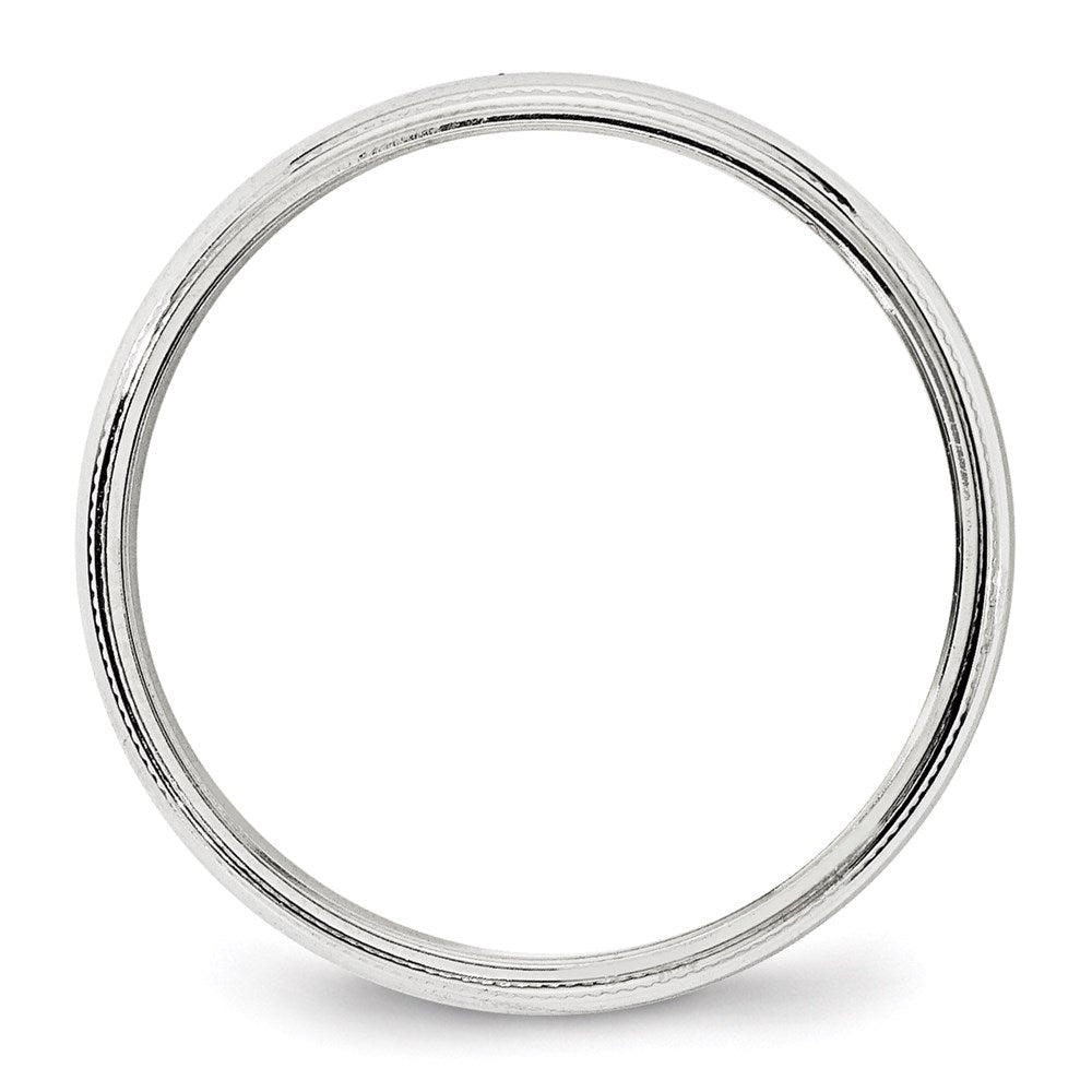 14k White Gold 4mm Milgrain Half Round Wedding Band Size 12.5