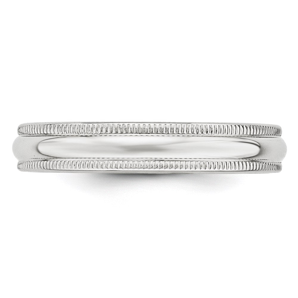 14k White Gold 4mm Milgrain Half Round Wedding Band Size 12