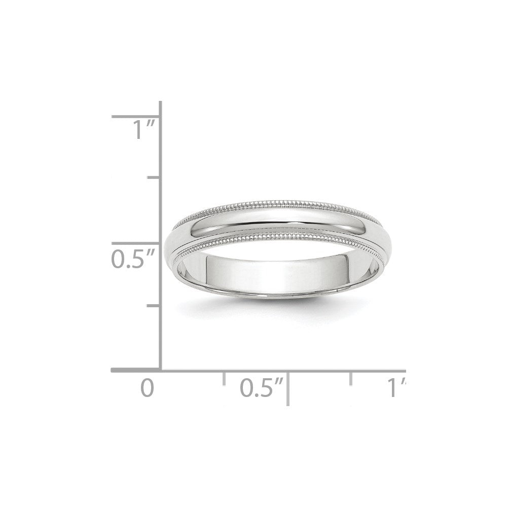 14k White Gold 4mm Milgrain Half Round Wedding Band Size 11.5