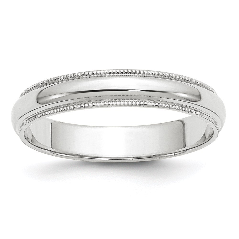 14k White Gold 4mm Milgrain Half Round Wedding Band Size 13.5