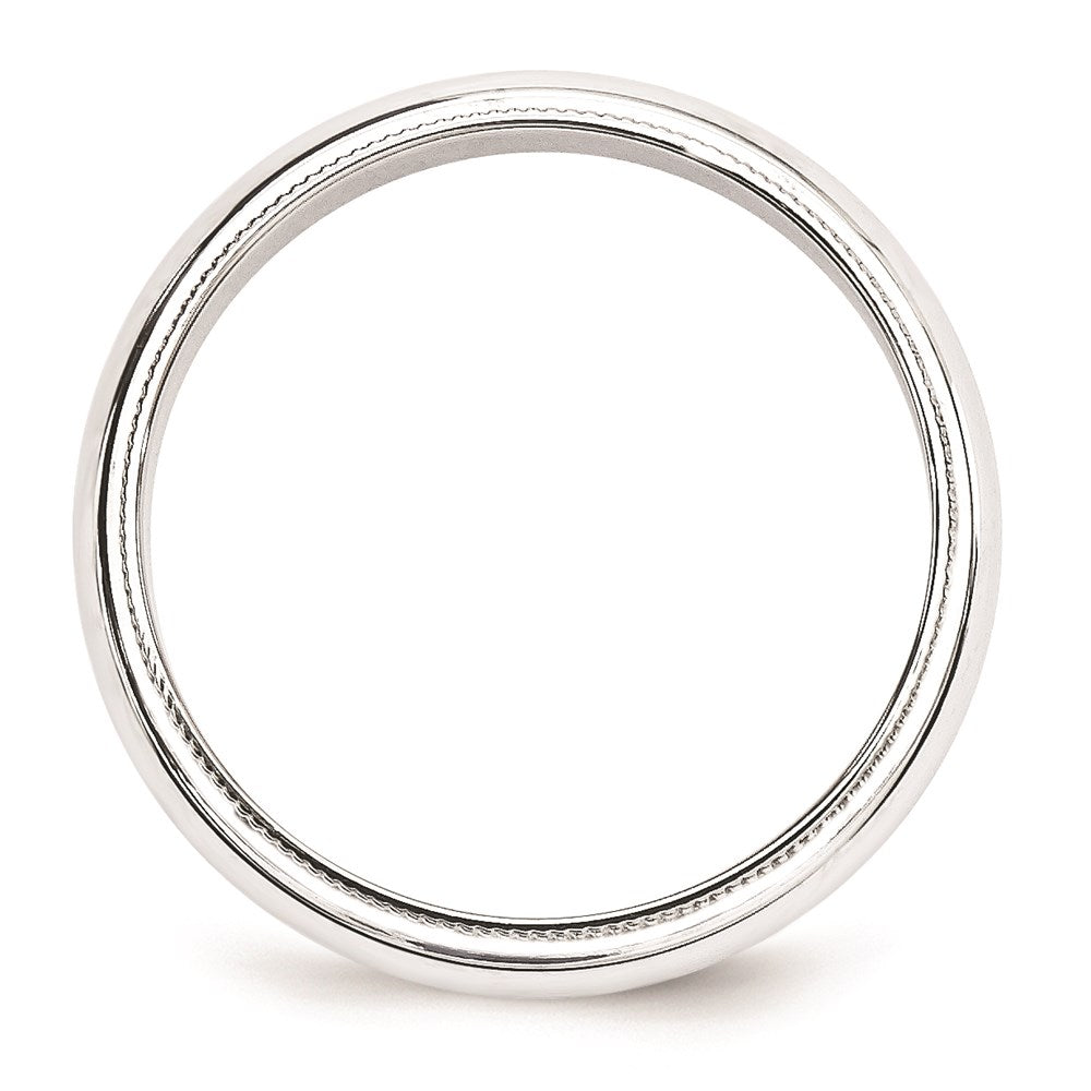 14k White Gold 5mm Milgrain Half Round Wedding Band Size 12