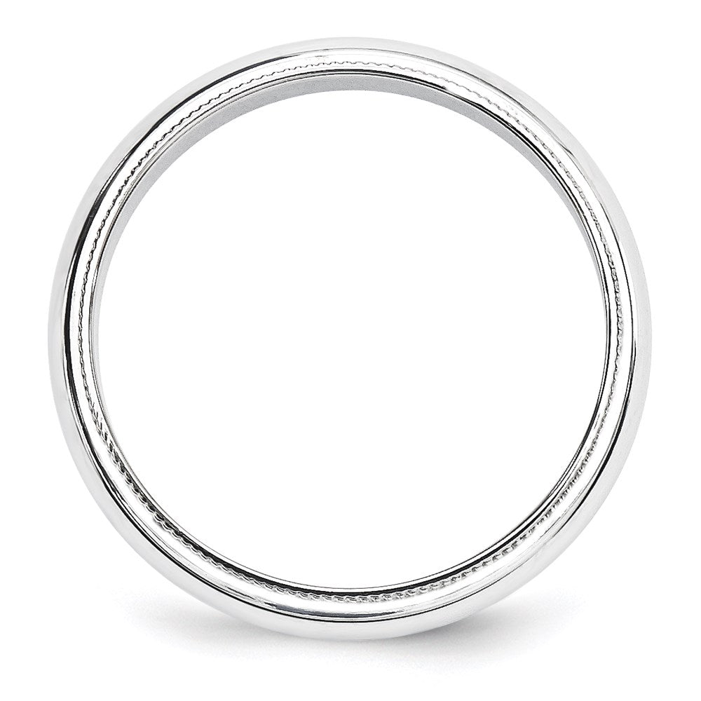 14k White Gold 5mm Milgrain Half Round Wedding Band Size 10.5
