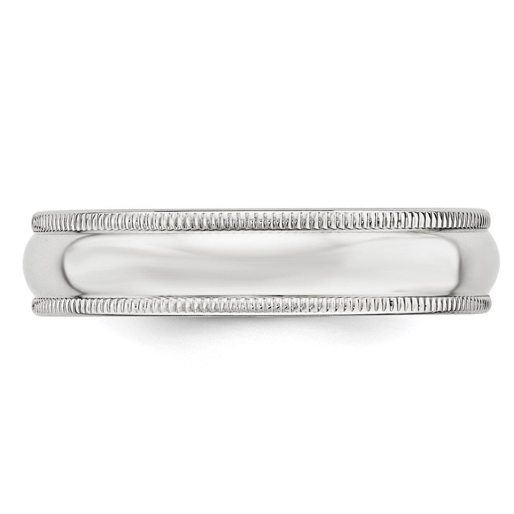 14k White Gold 5mm Milgrain Half Round Wedding Band Size 5.5