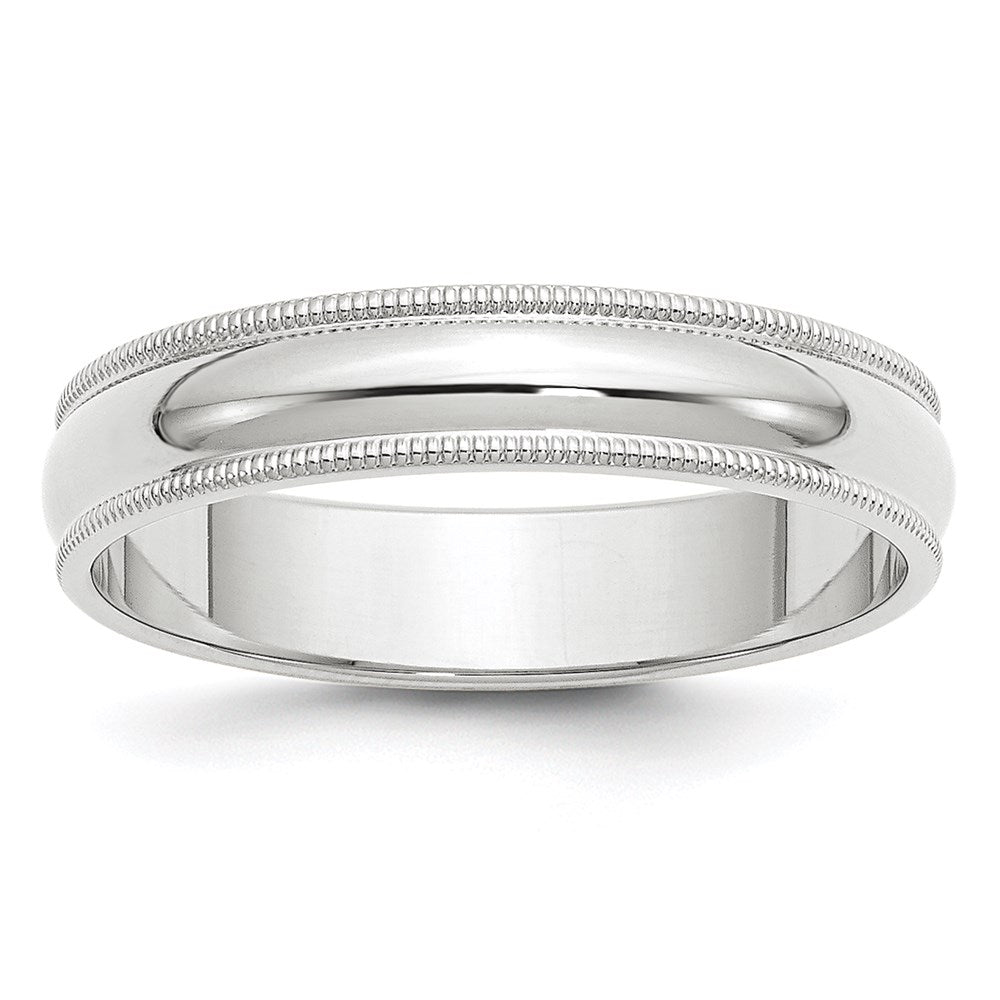 14k White Gold 5mm Milgrain Half Round Wedding Band Size 5.5