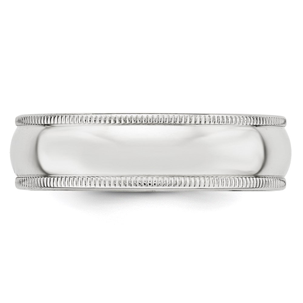 14k White Gold 6mm Milgrain Half Round Wedding Band Size 11.5
